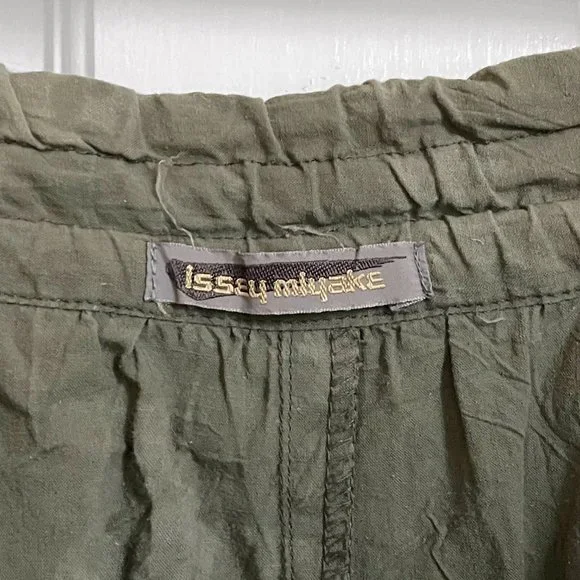 Issey Miyake Set Pants & Top Size 9 M L Green Dye Drawstring Ruching Vintage 90s - Picture 11 of 12